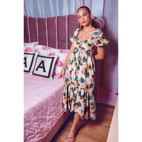 Autumn Adeigbo Womens Midege Dress - Pink Floral Size 14 - Picture 7 of 12